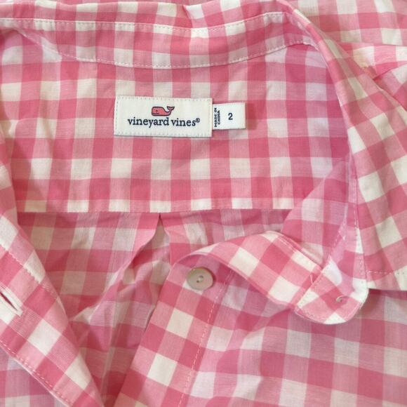Vineyard Vines Pink/White Gingham Button Up Shirt Classic Fit size 2 - Picture 2 of 7